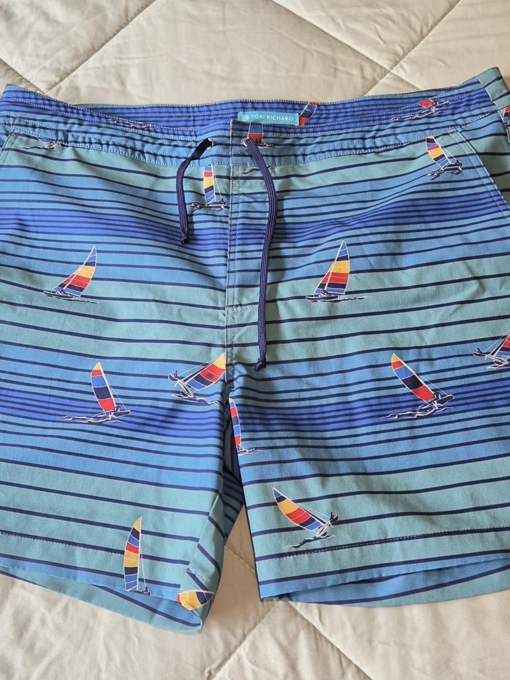 Tori Richard Flying Hull Stripe Performance Board Shorts Trunks, 38